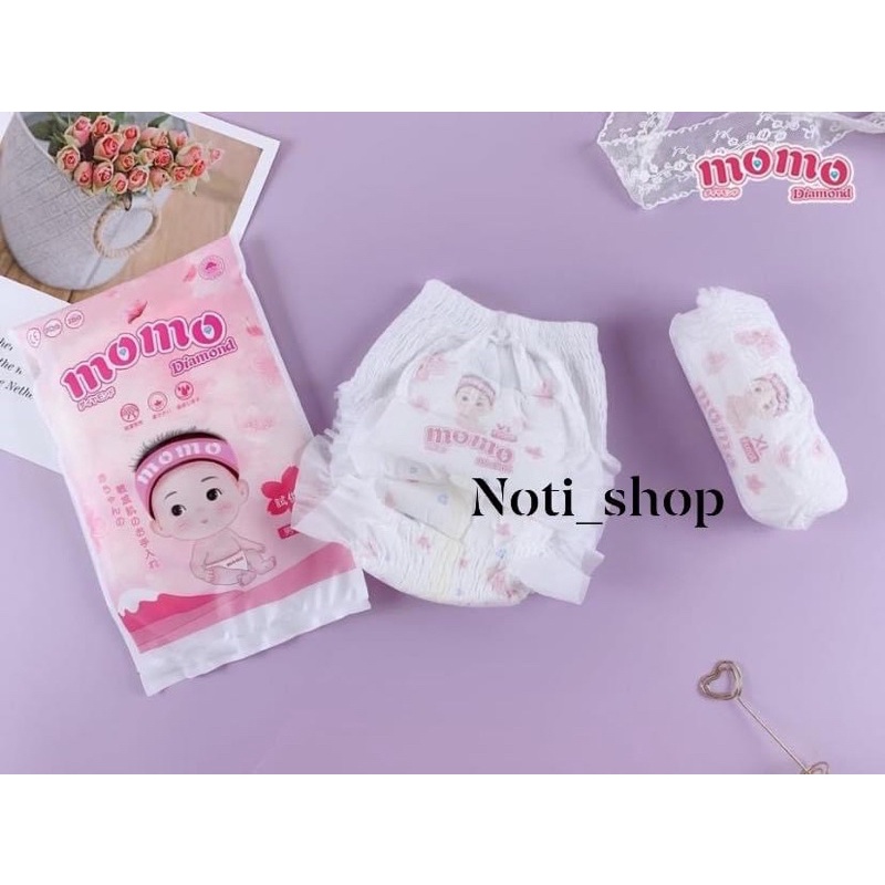 [HCM] Bỉm tã dán/quần MOMO DIAMOND ORGANIC S64/ M60/L54/XL50/XXL48/XXXL46 tinh chất hoa anh đào