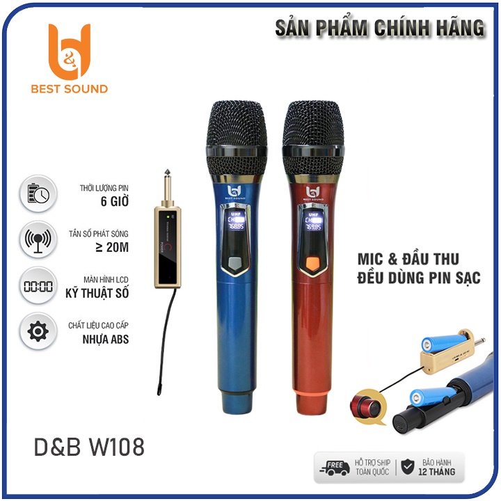 Micro Không dây Karaoke AUD308U | AUD6002G | AUD-102 | AUD001 | W108 - Dùng cho Loa kéo, Amply, vang - Bảo hành 12 Tháng