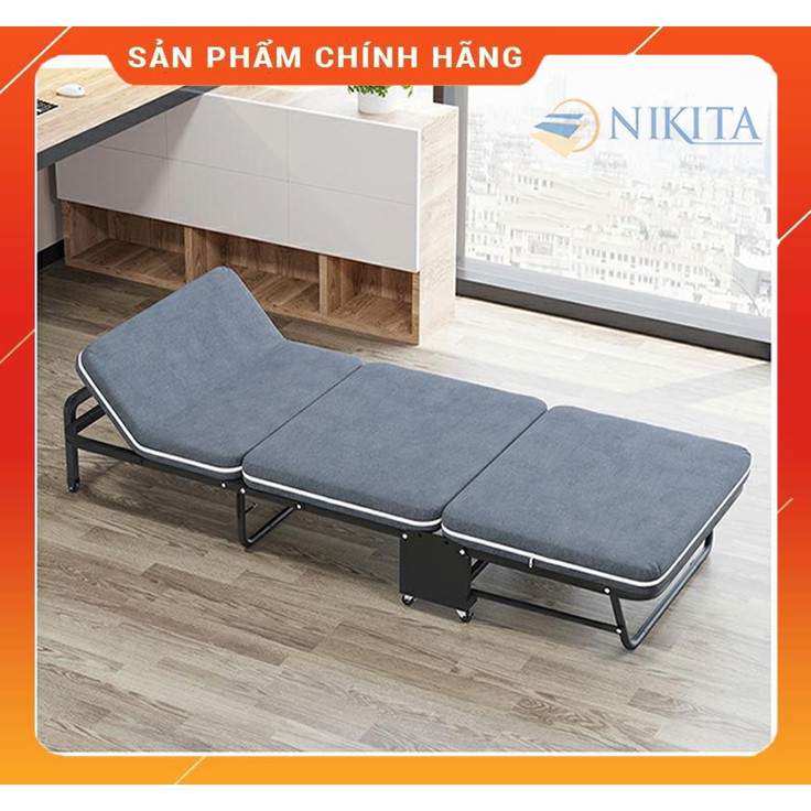 Giường gấp Nikita di động ba khúc vải nhung, kt từ 65cm đến 110cm, gấp thành ghế sofa, chính hãng nikita - BH 12 tháng
