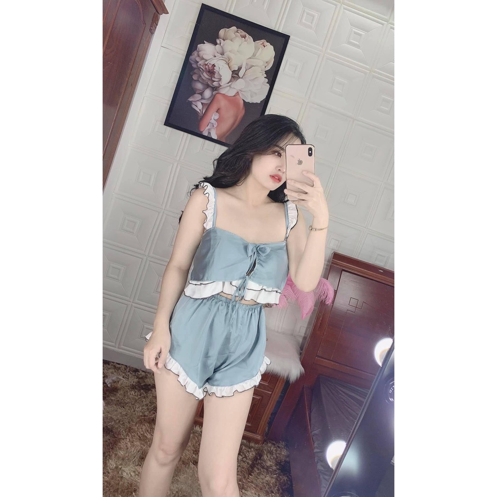 Đồ ngủ sexy nữ - Đồ sexy nữ lụa satin gợi cảm Freesize dưới 60kg | BigBuy360 - bigbuy360.vn