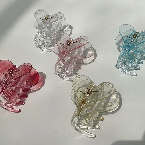 Kẹp tóc hình trái tim màu hồng thời trang phong cách Hàn Quốc