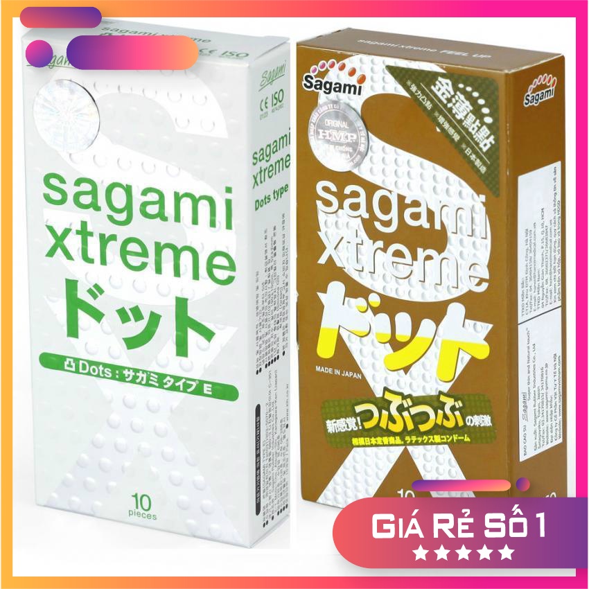 Combo 2 hộp bao cao su gân gai 20 chiếc Sagami extreme white và Sagami Feel up