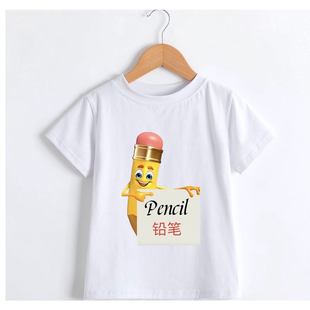 Áo thun bé trai trí tuệ học tập tiếng anh tiếng hoa