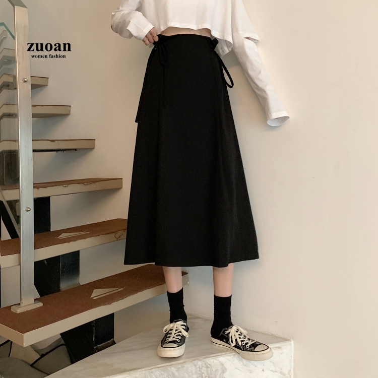 Chân Váy Midi Lưng Cao Phong Cách Hàn Quốc Cho Nữ