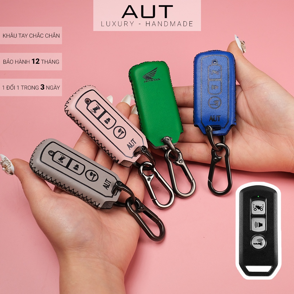 Ví da đựng chìa khóa smartkey Honda SH Pcx SH Mode Cub Adv da bò khâu tay SHK CD