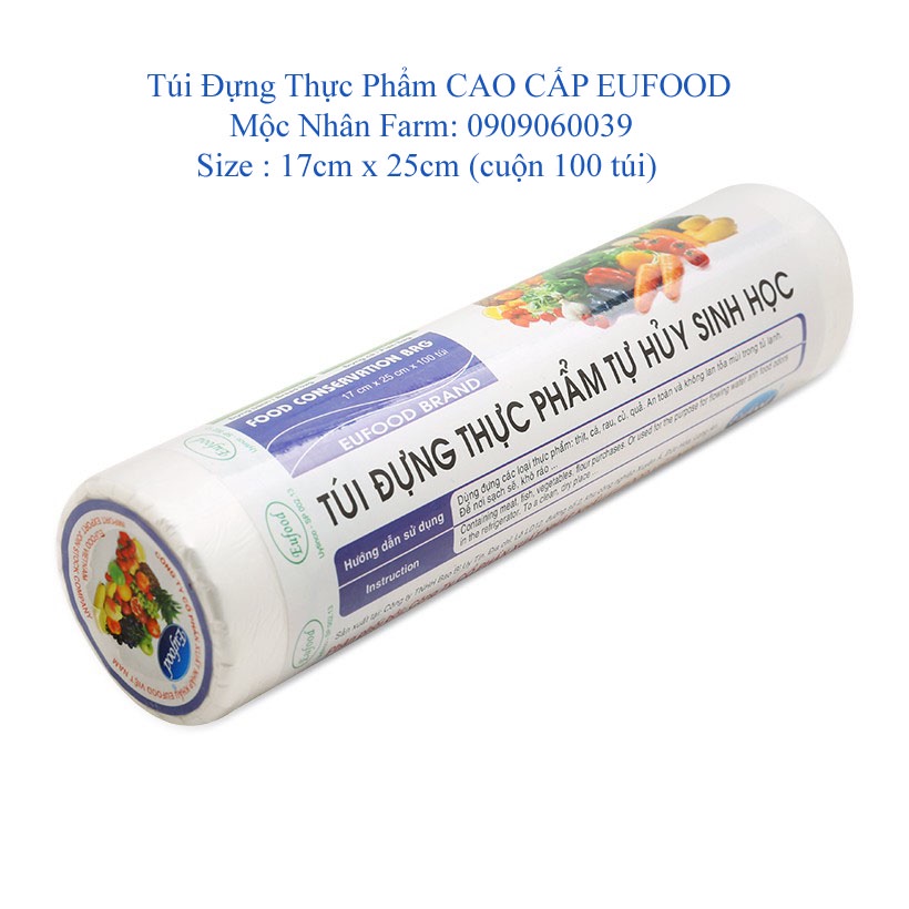 Túi đựng thực phẩm tự huỷ sinh học tự hủy cao cấp EUFOOD - Mộc Nhân Farm