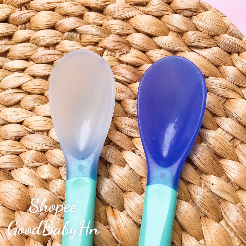 Thìa ăn dặm silicone báo nóng tập xúc cho bé muỗng ăn dặm cảm ứng nhiệt