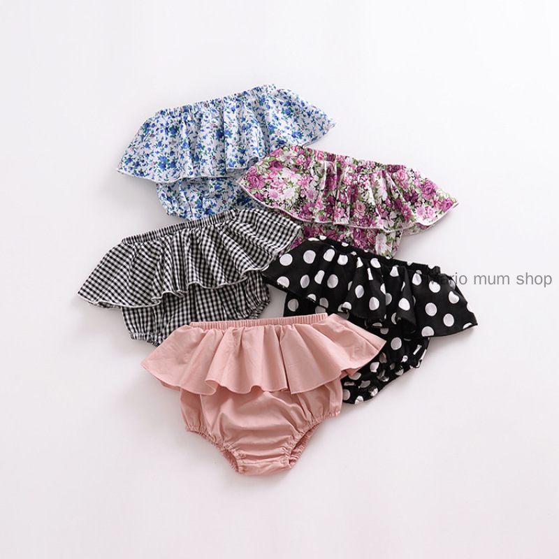 【MARIO SHOP】Baby Girl Floral Trousers Harem Lace Shorts Baby Big PP Pants Practice Pants Ruffled Baby Pants for Infant Quần