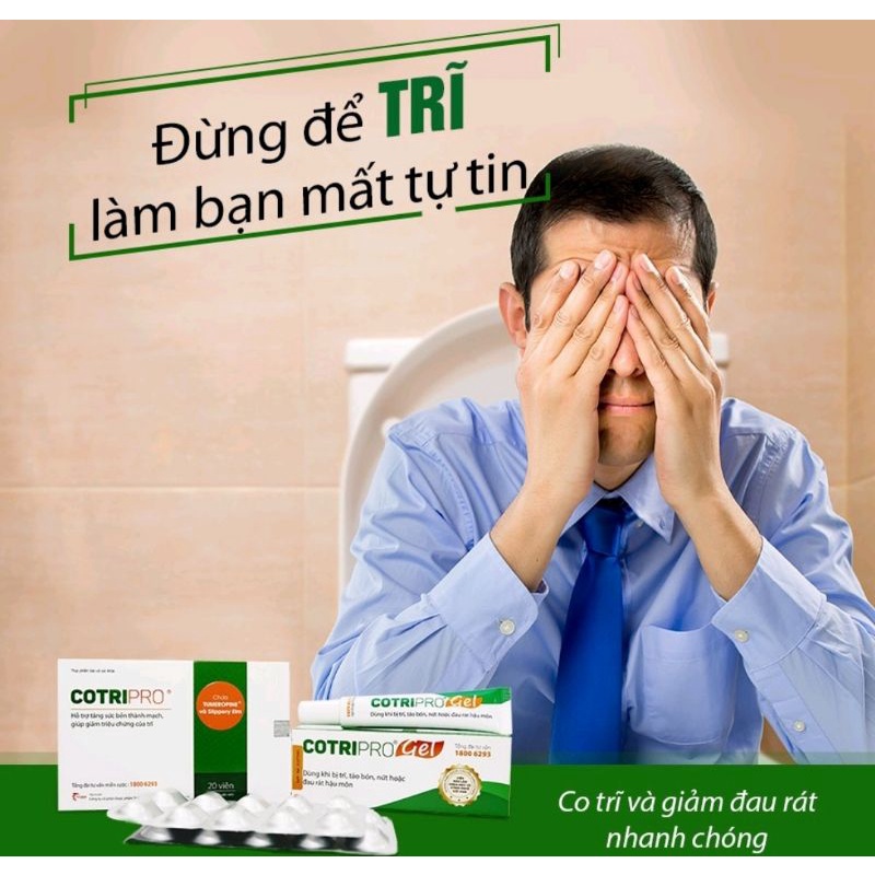 COTRIPRO ( CHÍNH HÃNG) - VIÊN UỐNG HỘP 20 VIÊN +  Gel Bôi Trĩ Nội, Trĩ Ngoại Tuýp 10g và 25g