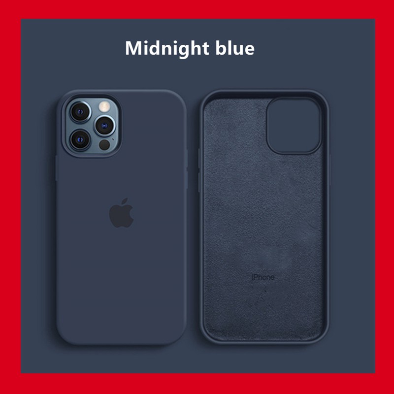 Màu xanh nửa đêm Bảo hiểm đầy đủ iPhone 12/12 PRO MAX / 12MINI / 11 PRO MAX SE2020 X XS Max XR 7 8 Plus 6s 6   Vỏ điện thoại silicon lỏng