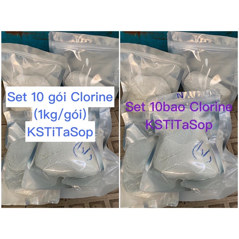 Set 10 gói Clorine (1kg/gói) Khử Nước, Khử Khuẩn, Diệt Nấm Mốc