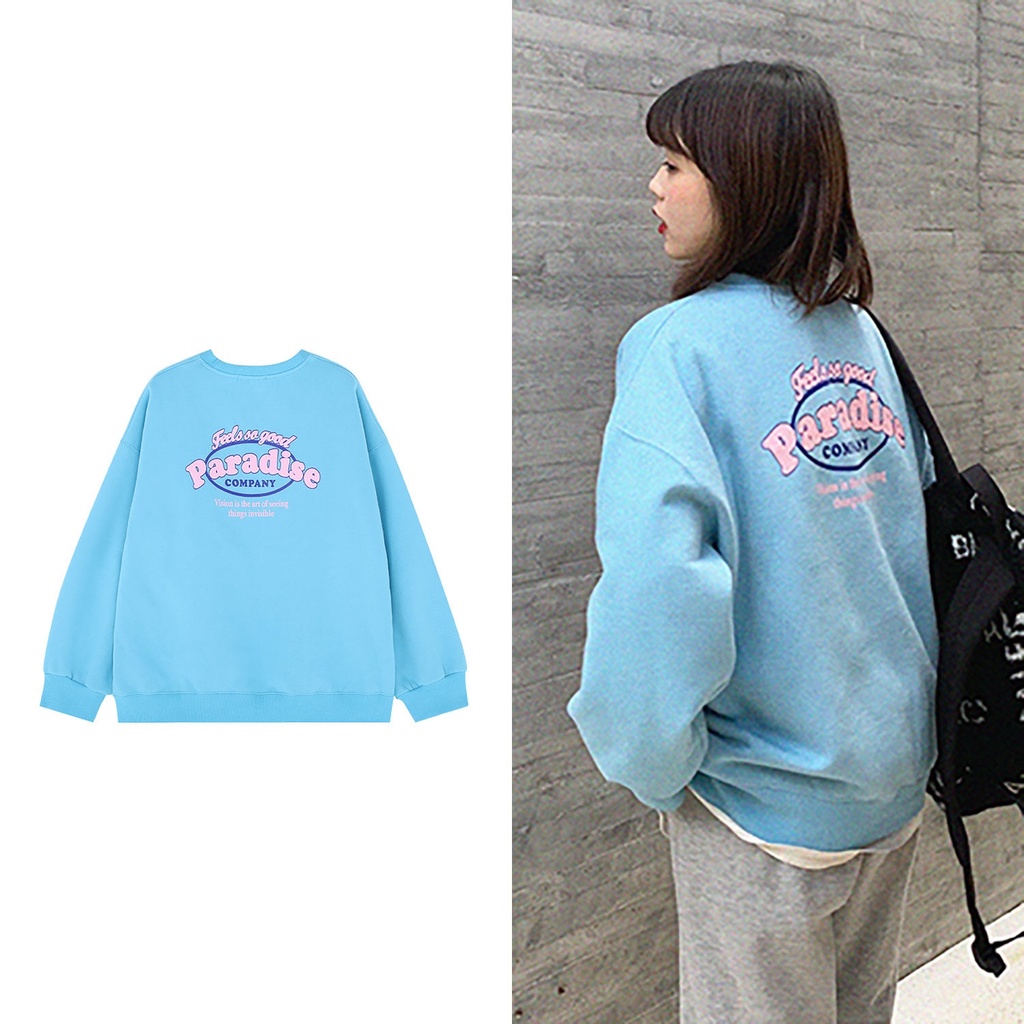 Áo sweater cổ tròn dáng rộng in họa tiết thời trang xuân thu phong cách Nhật Bản cho nữ