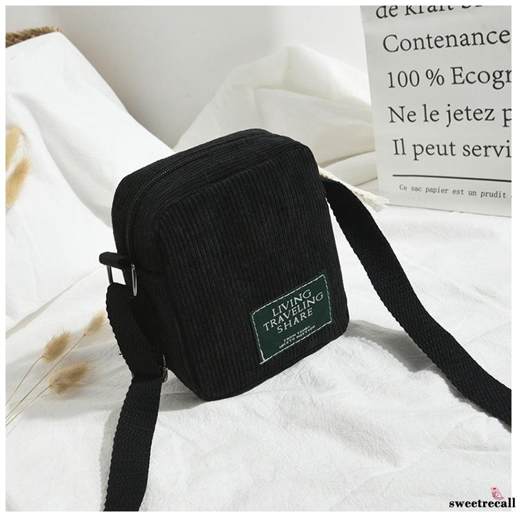 Túi đeo chéo/đeo vai vải nhung sọc mini thời trang nữ