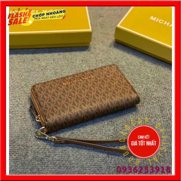 ❤️𝙁𝙍𝙀𝙀𝙎𝙃𝙄𝙋❤️ Ví dài nữ cầm tay nhiều ngăn họa tiết MK CROCO The Long Wallet