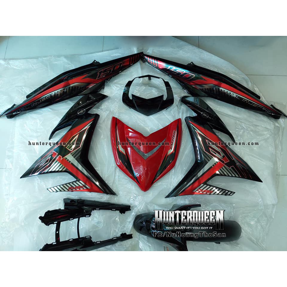 Tem rời Exciter 150. Tem chữ EXI, xe đen, tem đỏ. Thay đổi màu sắc và chi tiết theo yêu cầu. Sắc nét, bền màu