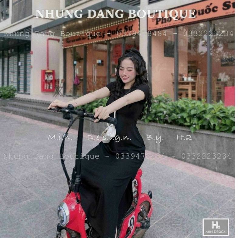 Đầm Body Dự Tiệc Dạo Phố Thiết Kế Dáng Dài Xẻ Tà Màu Đen Sang Chảnh Xu Hướng Thời Trang Váy Nữ [XM MINH PHÚC]