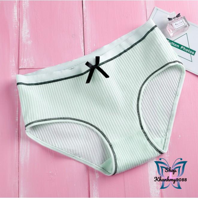 Quần lót nữ cotton gân tăm viền đen phối nơ xinh có chọn màu chọn size QL03