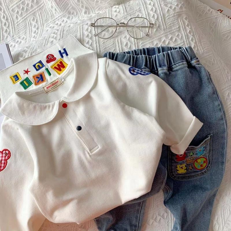 [Babycat] Hàng Có Sẵn Áo Thun polo Tay Dài Phong Cách Nhật Hàn Nhật Bản Thời Trang Mùa Xuân Màu Trắng Kiểu Mới Dành Cho Bé Trai Bé Gái