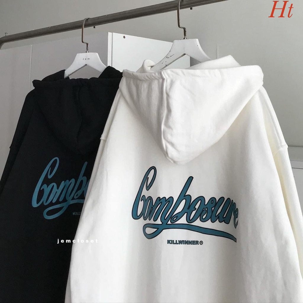 Áo khoác nỉ hoodie cotton COM chống nắng lót bông nhẹ mềm mịn in chữ COM.BOSURE unisex