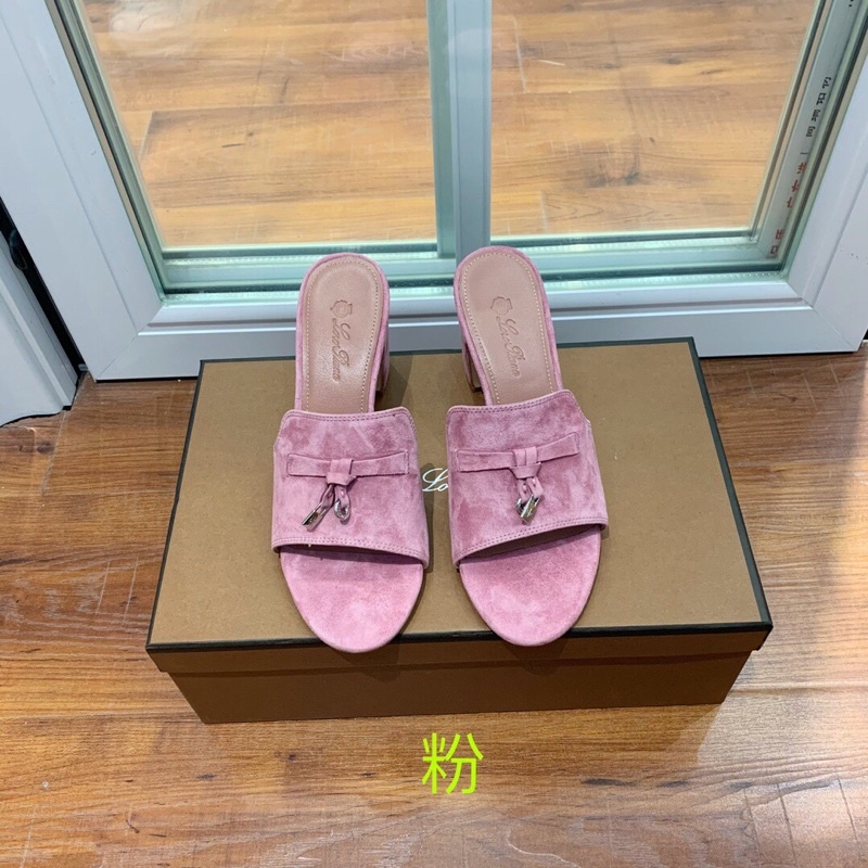 Dép thời trang nữ gót cao 8cm cao cấp thương hiệu Loro Piana da thật phối cất liệu nhung mẫu mới