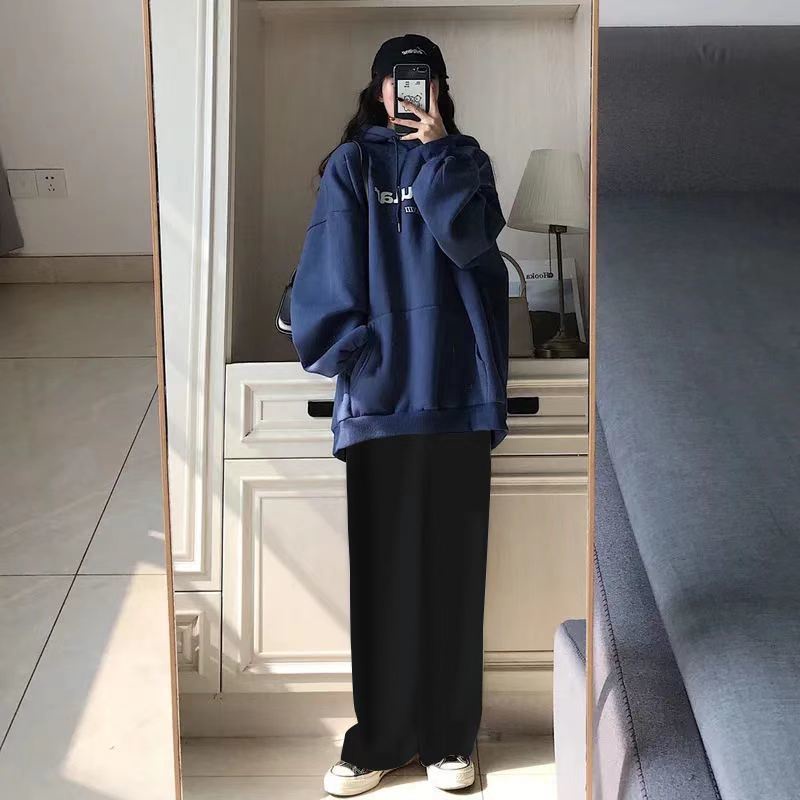 Set Áo Hoodie Form Rộng Và Quần Ống Rộng Phong Cách Hàn Quốc
