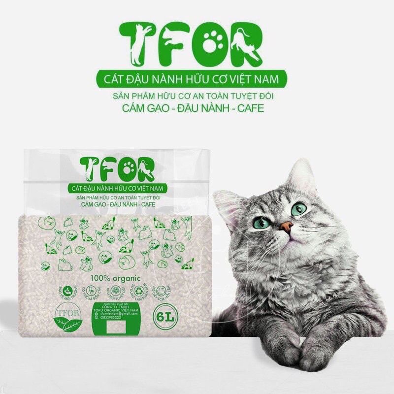 Thùng 6 bao cát đậu nành TFOR 6L premidium thân thiện với môi trường có mix mùi