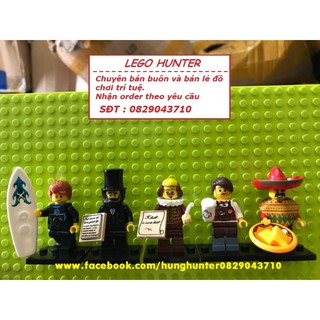 Lego Minifigures nhân vật Tổng thống Abraham Lincoln William Shakespeare vận động viên lướt sóng nhân viên phục vụ cafe