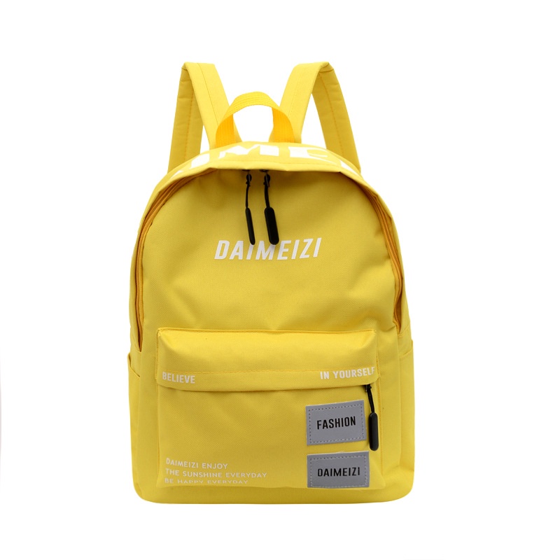 Ba Lô Học Sinh Màu Trơn In Chữ Thời Trang Mới