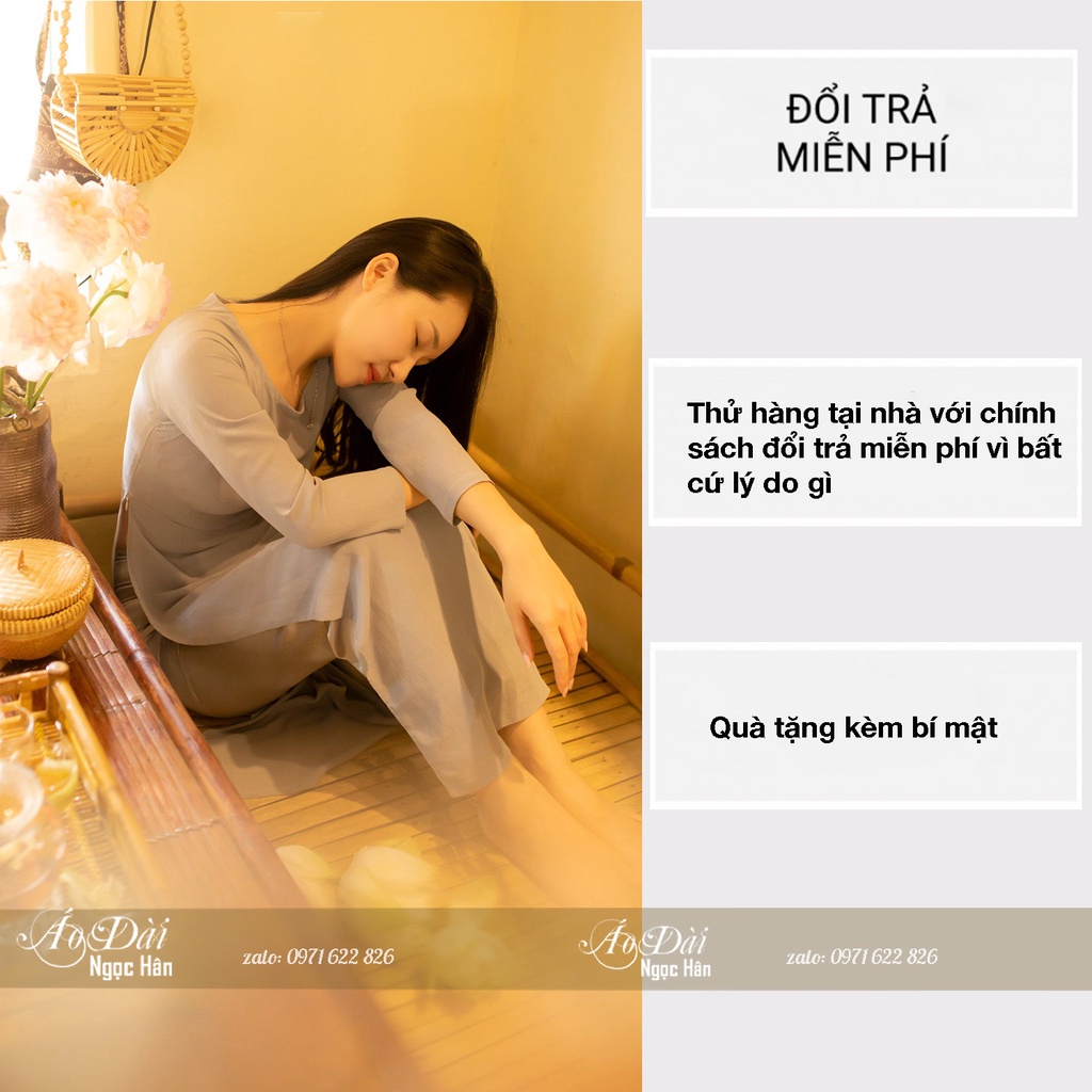 Áo Dài Cách Tân  Đi Lễ Chùa Họa Tiết Thêu Hoa Sen A80