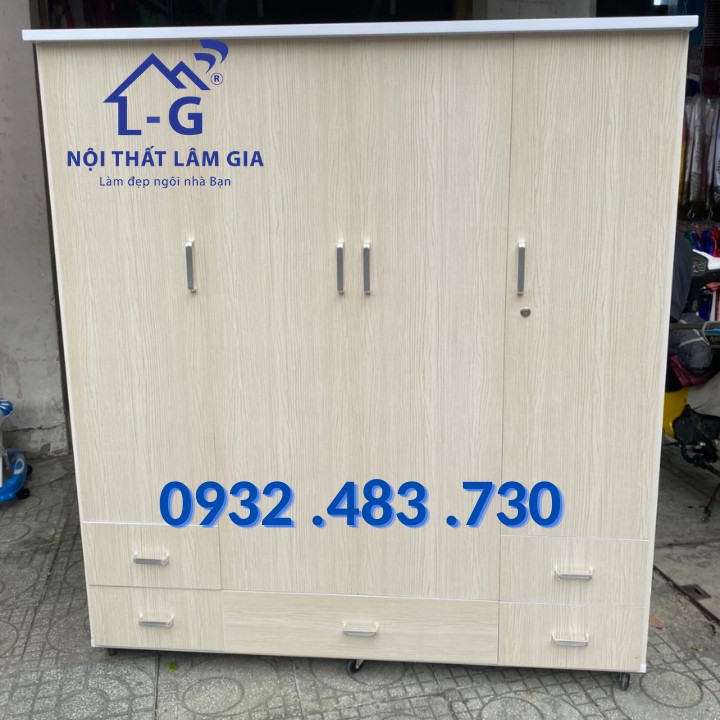 Tủ nhựa quần áo đài loan màu kem sồi 1m8x1m4x48 giá tốt