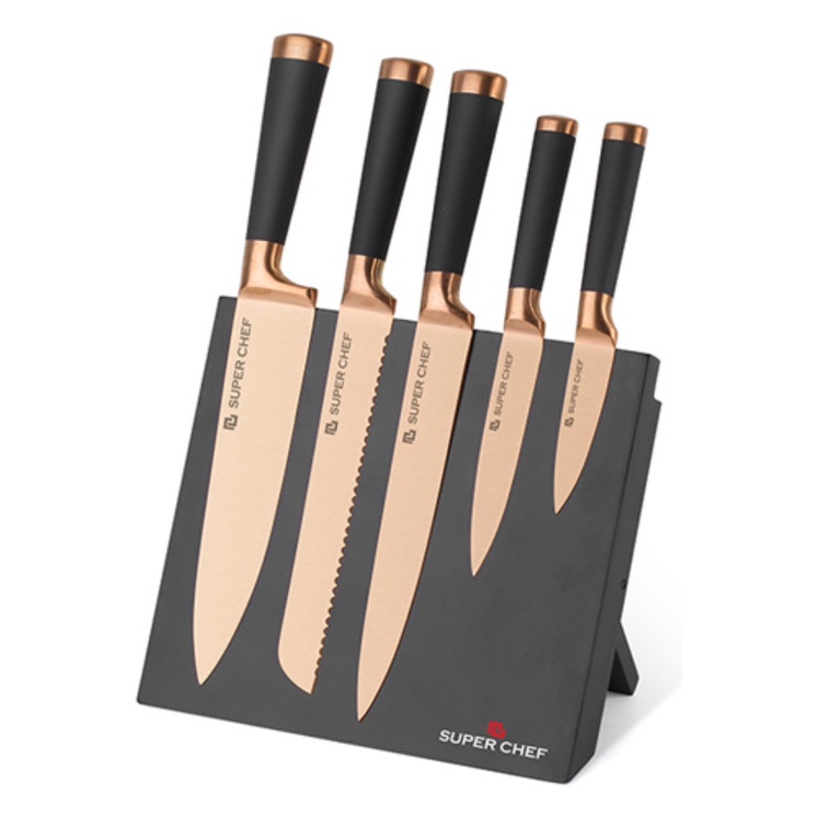 Bộ dao Super Chef mạ Titan có giá đỡ từ tính