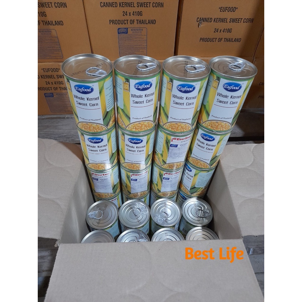 Ngô ngọt nguyên hạt nhãn hiệu RIver Kwai 410g dùng trực tiếp hoặc dùng để làm món ngô chiên