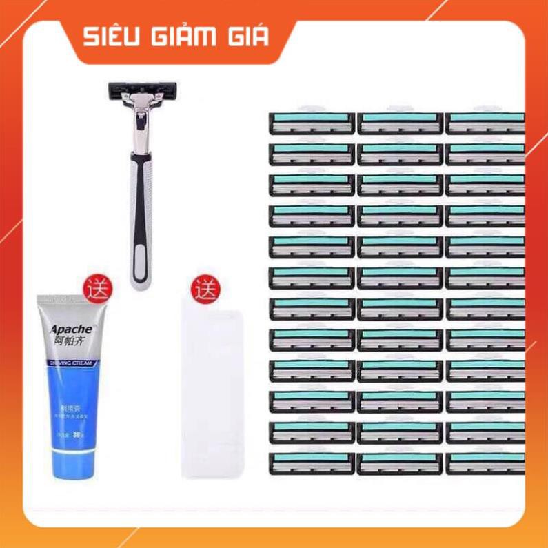 MVP1367 Dao cạo râu combo 30 lưỡi kép+ 1 lọ kem