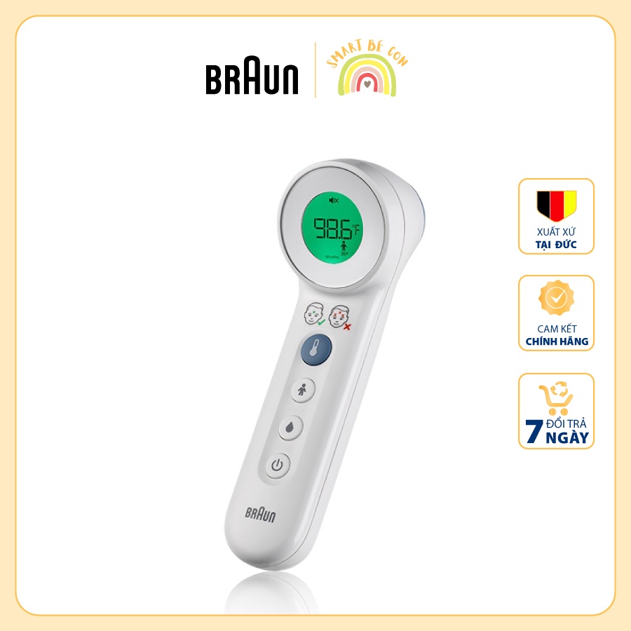 Nhiệt kế Braun,nhiệt kế hồng ngoại đo trán BNT400WE chuyên biệt cho từng độ tuổi