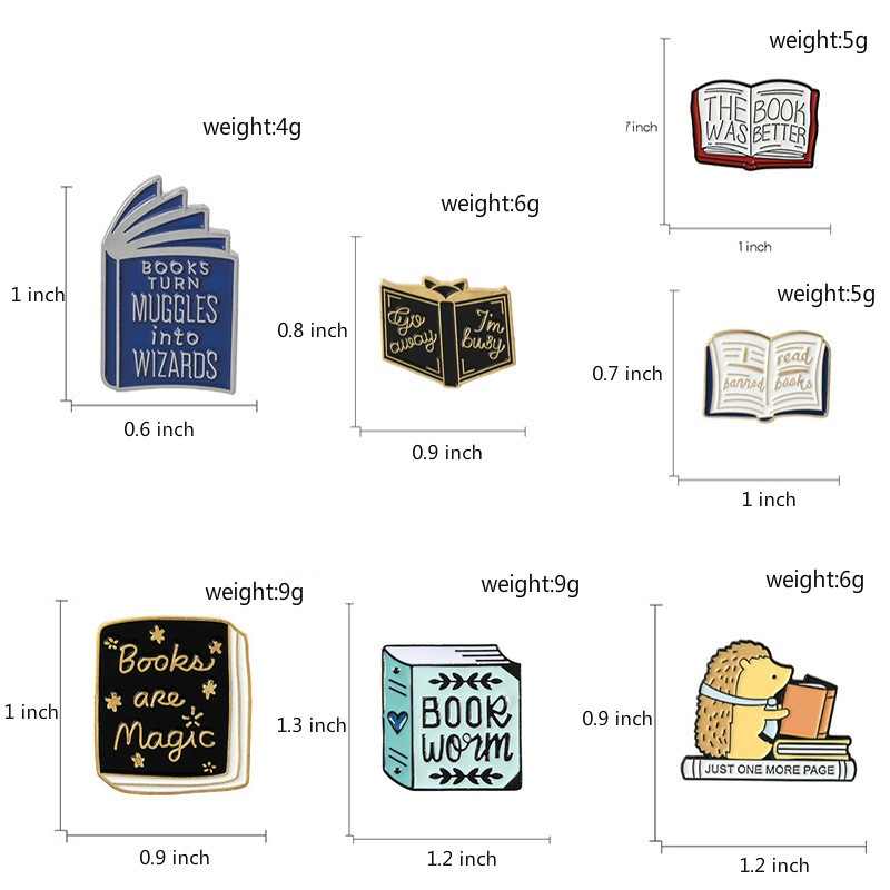 Ghim cài QIHE JEWELRY phong cách người yêu sách gắn ba lô/quần áo làm quà cho bạn bè