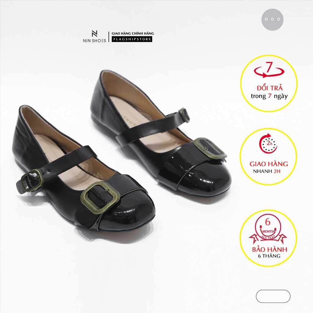 Giày búp bê nữ Nin shoes - Giày búp bê nữ mary jane thời trang mũi tròn quai ngang 2 màu siêu xinh