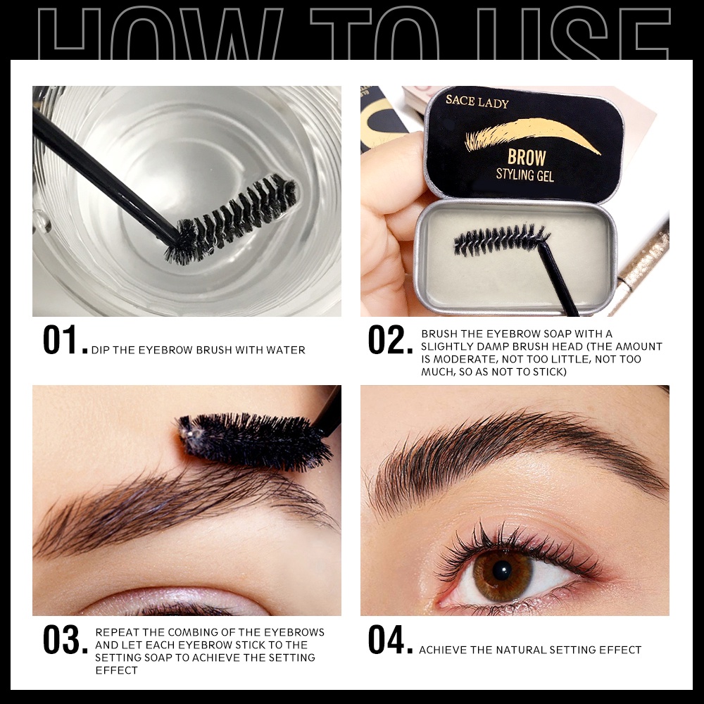 Bộ 3 xà phòng trang điểm lông mày SACE LADY kháng nước lâu trôi kèm dao cạo | BigBuy360 - bigbuy360.vn