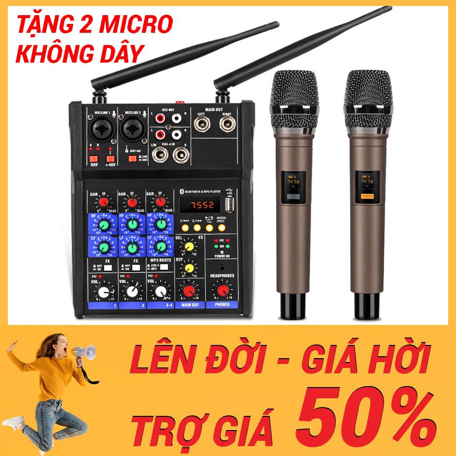 [Tặng 2 micro không dây] Mixer G4 Bluetooth thế hệ mới thiết bị livestream thu âm hát karaoke loa kéo cao cấp