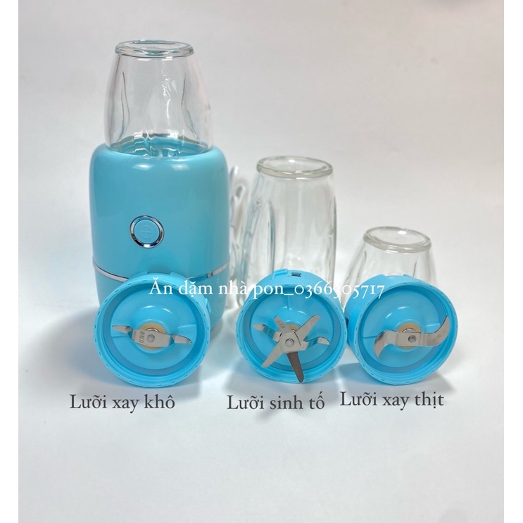 Máy xay đa năng-Máy xay ăn dặm 3 cối xay hạt, thịt, sinh tố, rau củ quả (nội địa trung)