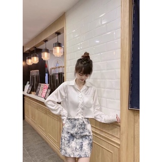 Áo sơmi croptop lụa satin ✨✨