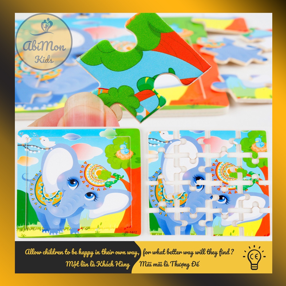 Tranh Ghép Hình Gỗ 16 Miếng Cho Bé ☘️ Montessori cao cấp ✨ (Đồ chơi Gỗ - Đồ chơi Giáo Dục - An toàn - Thông minh)