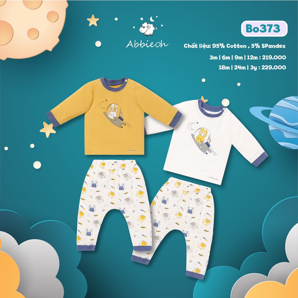 [CHÍNH HÃNG] Bộ quần áo dài tay cotton hoạ tiết trẻ em Abbie Oh