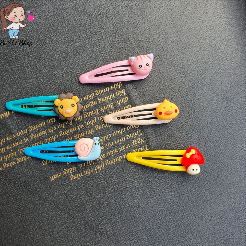 Kẹp tóc mái cho bé set 10 kẹp bấm giọt nước đính hình đáng yêu phong cách Hàn Quốc Sushishop CT44