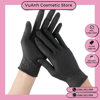 Găng tay đen PVC dùng trong spa phun xăm, thẩm mỹ viện, salon tóc