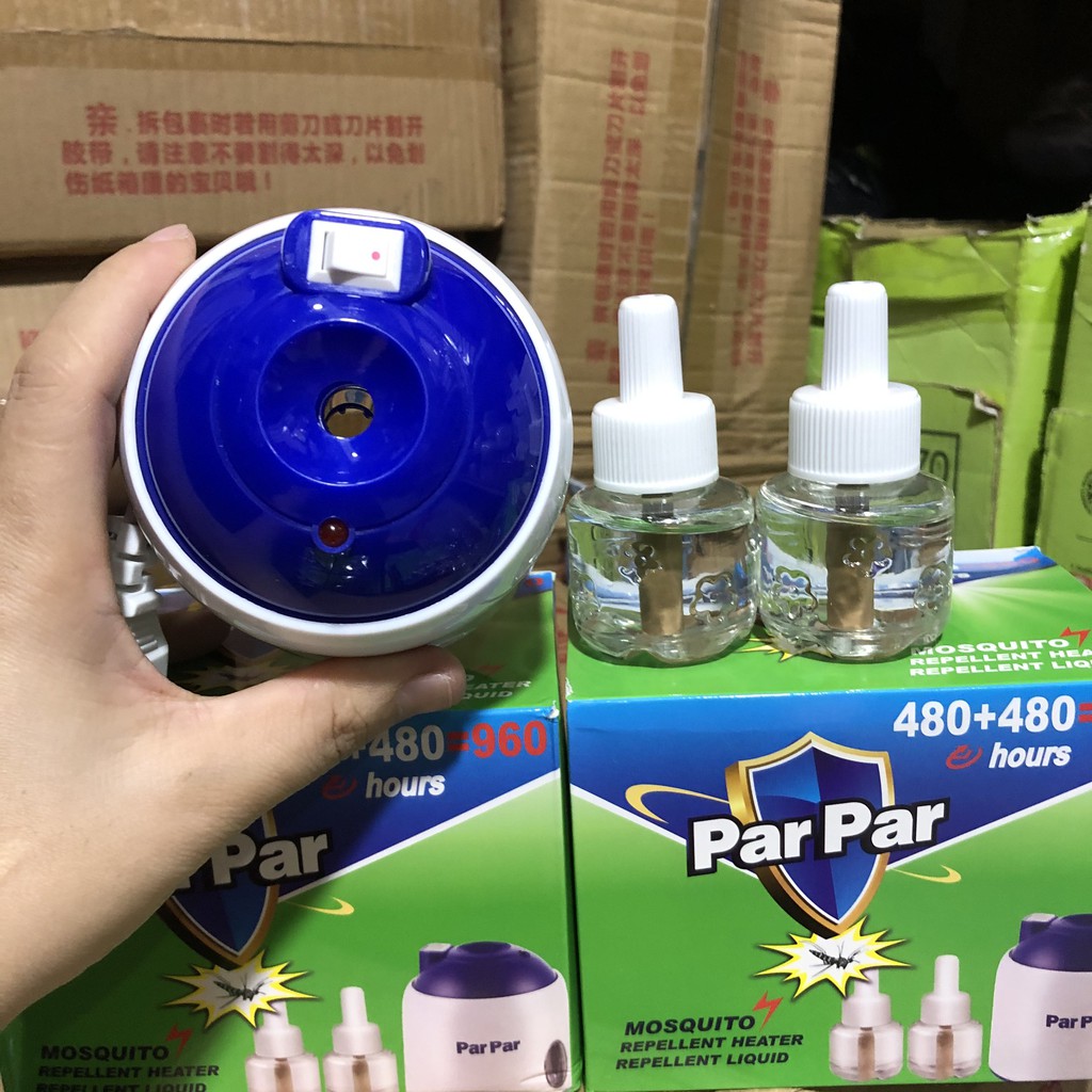 Máy Xông Tinh Dầu Đuổi Muỗi Par Par 960 Giờ - (Máy và 2 Chai Tinh Dầu 480h)