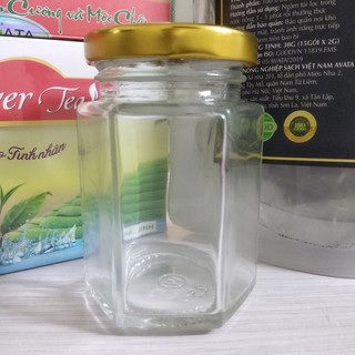 LỌ/HŨ THỦY TINH Lục Giác 100ml nắp vặn kim loại - Đựng trà túi lọc, gia vị, bánh kẹo