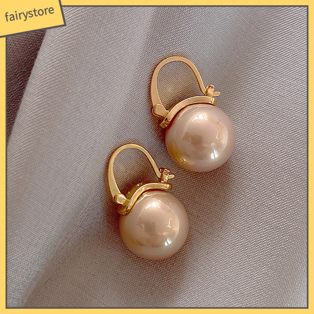 1 đôi bông tai hình học đính ngọc trai giả thanh lịch cho nữ