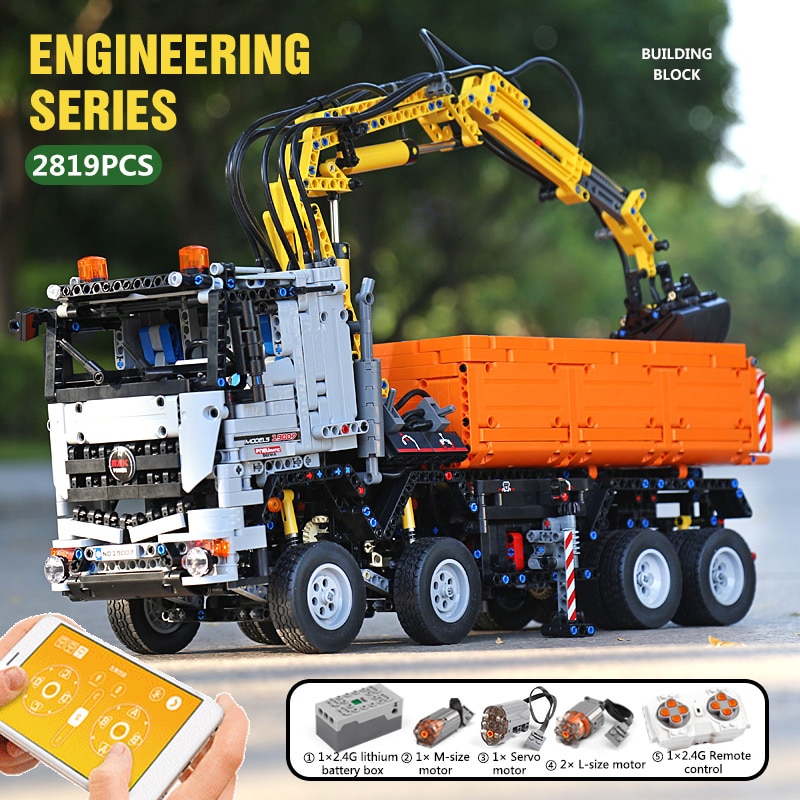 đồ chơi thông minh giáo dục Lắp ráp Mô hình Mould king 19007 Motorized Technic Truck Car Xe tải cẩu đa năng