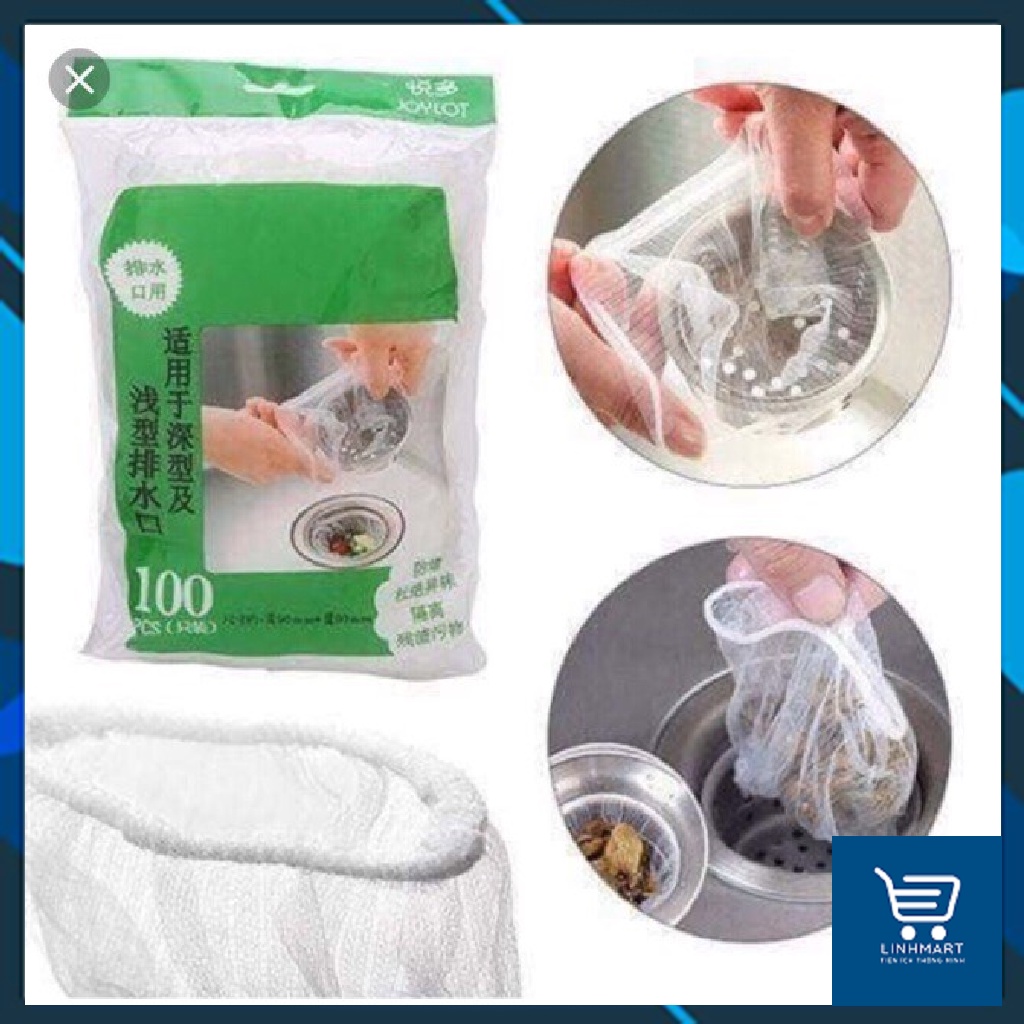 Gói 100 Túi Lọc Rác Bồn Rửa Bát, Lọc Rác Bồn Rửa Chén Thông Minh, Hàng Loại 1
