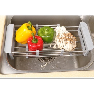 Kệ để đồ rửa chén 💓FREESHIP💓 Khay đựng đồ để bồn rửa chén inox, gác lên bồn rửa chén tiện lợi, có thể kéo dài 7176